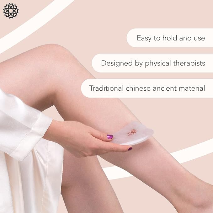 Gua Sha Facial Tools - Rose Quartz Gua Sha Stone for Body Massage, Physical Therapy & Skincare - Includes Massage Tool, Protective Case & E-Book
