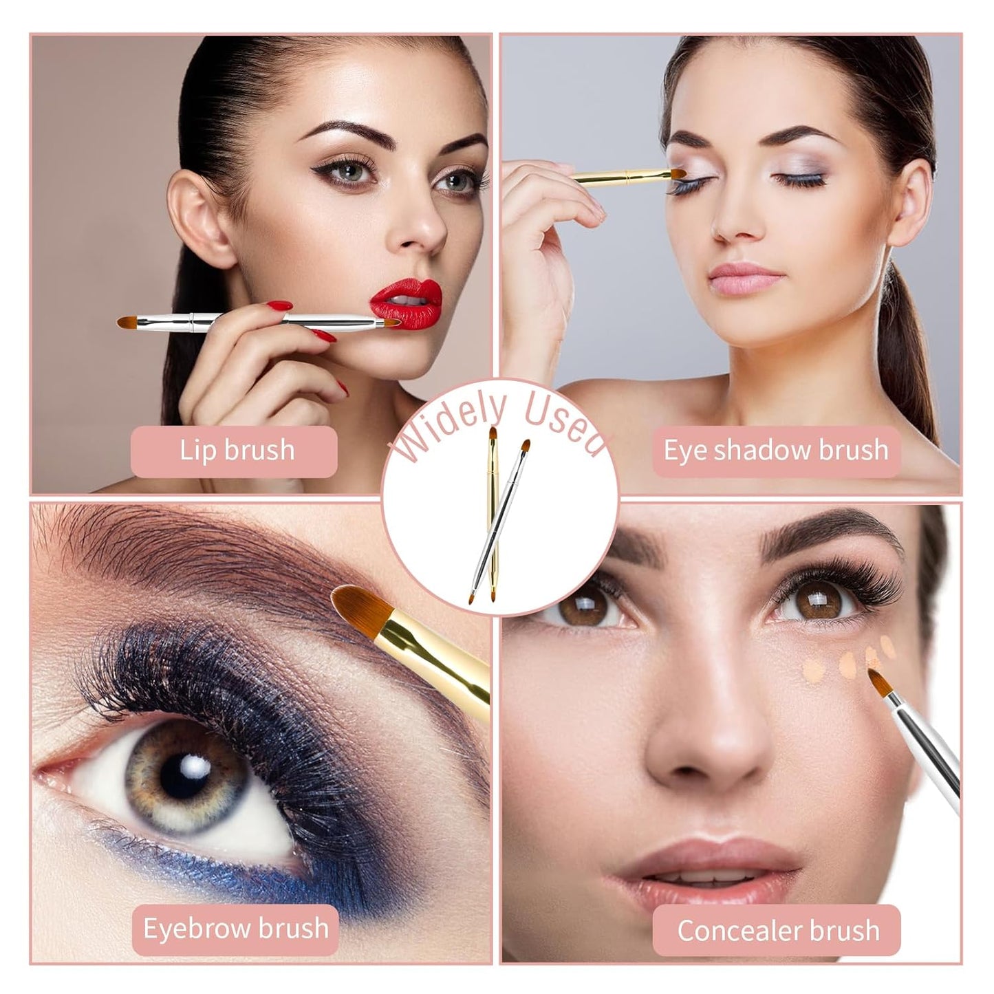 2 Pack Retractable Lip Brush for Lipstick Lip Gloss Double-Ended Lip Makeup Brushes with Cap Lipstick Brush Lip Balm Applicator Travel