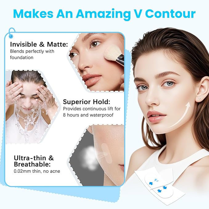 Face Lift Tape, Facelift Tape for Face Invisible, Neck Tape Lift Turkey Neck Skin Tape Facial Tapes for Lifting Loose Sagging Skin, Wrinkles, Jowls, Eyes, Cheek, Double Chin(1 Count (Pack of 200))