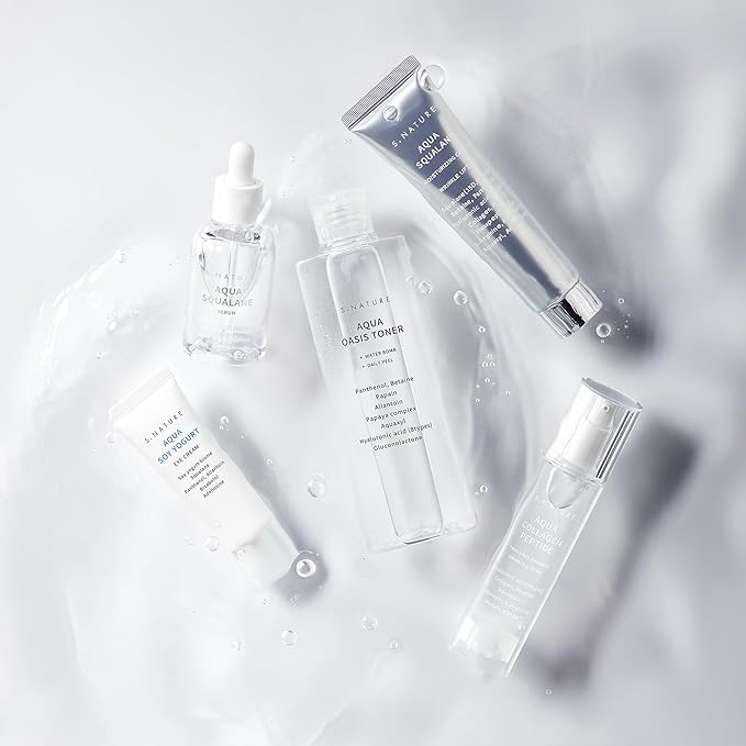 Hydrating Set, 3 Steps to Refined Pores, Lasting Hydration, Aqua Oasis Toner 300ml, Aqua Squalane Serum 50ml, Aqua Squalane Cream 60ml, Mother's Day Gifts for Mom Gifts for Women, Gift Set