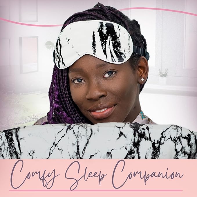 Celestial Silk Mulberry Silk Sleep Eye Mask with Adjustable Elastic Strap (Normal - Adjustable, White Marble)