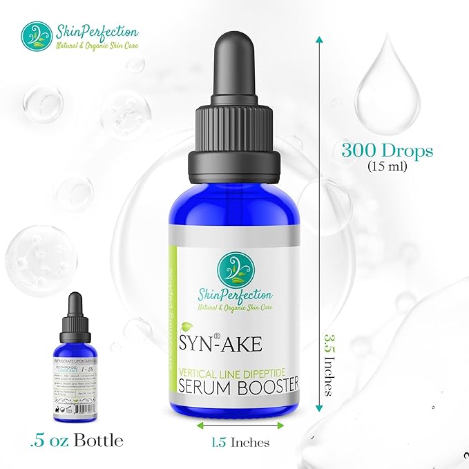 Skin Perfection Syn-AKE Freeze Wrinkles Peptide DIY Anti-Aging Skincare Booster Smooth Firm Vertical Expression Lines Between the Eyebrows the 11's .5 oz