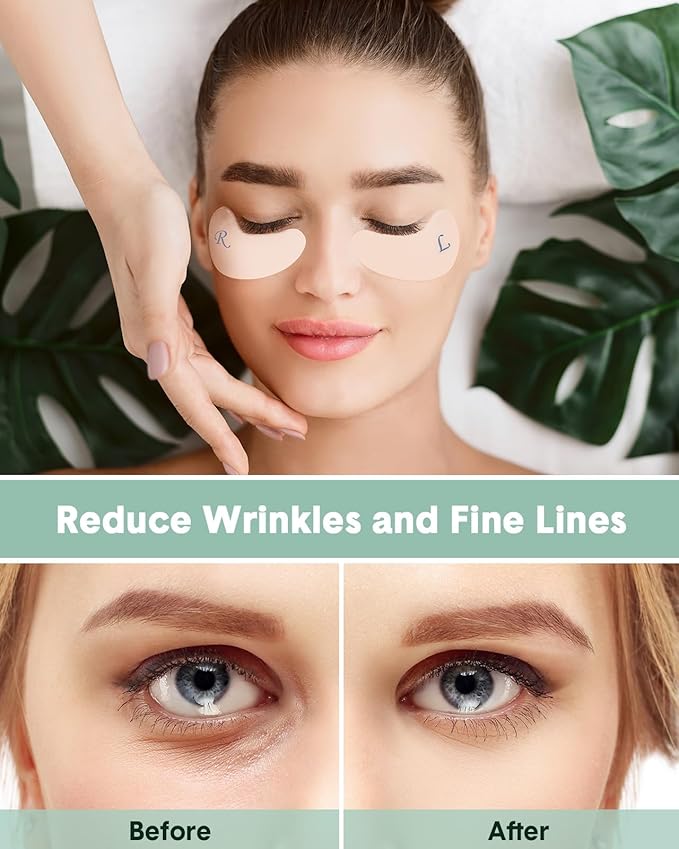 Reusable Eye Patches, Silicone Under Eye Patches with Lifting Effect to Reduce Wrinkles and Fine Lines, Pair with Metal Eye Cream Applicator,Tin Case