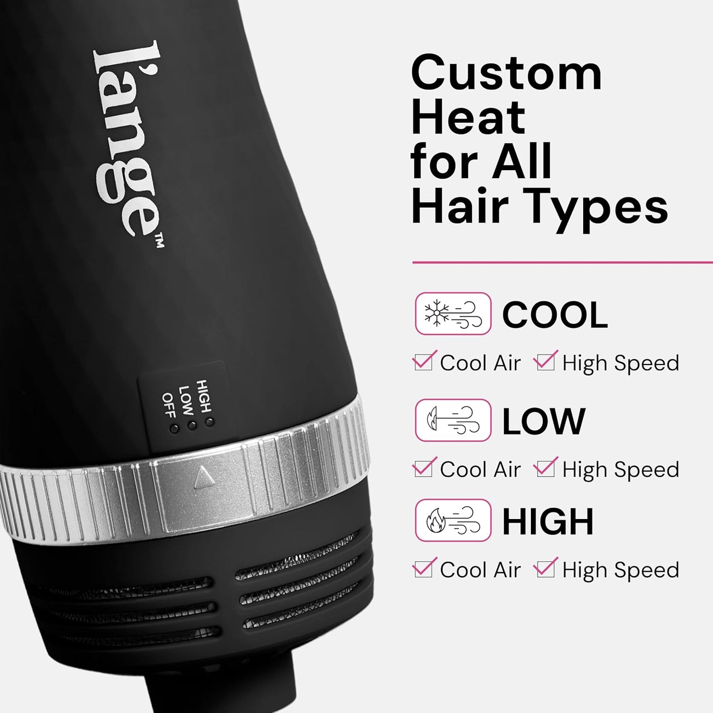 L'ANGE HAIR VolumeBoost 60mm 2-in-1 Ceramic Volumizing Brush Dryer | Fast Drying & Styling for Frizz-Free, Voluminous Blowouts | Ceramic-Coated Barrel (Black)