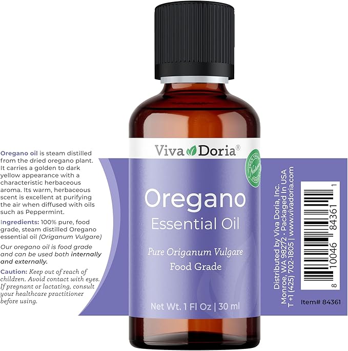 Viva Doria Oregano Essential Oil, 100% Pure, Natural Oregano Essential Oil, Undiluted, for Aromatherapy | Food Grade, 30 mL (1 Fluid Ounce)