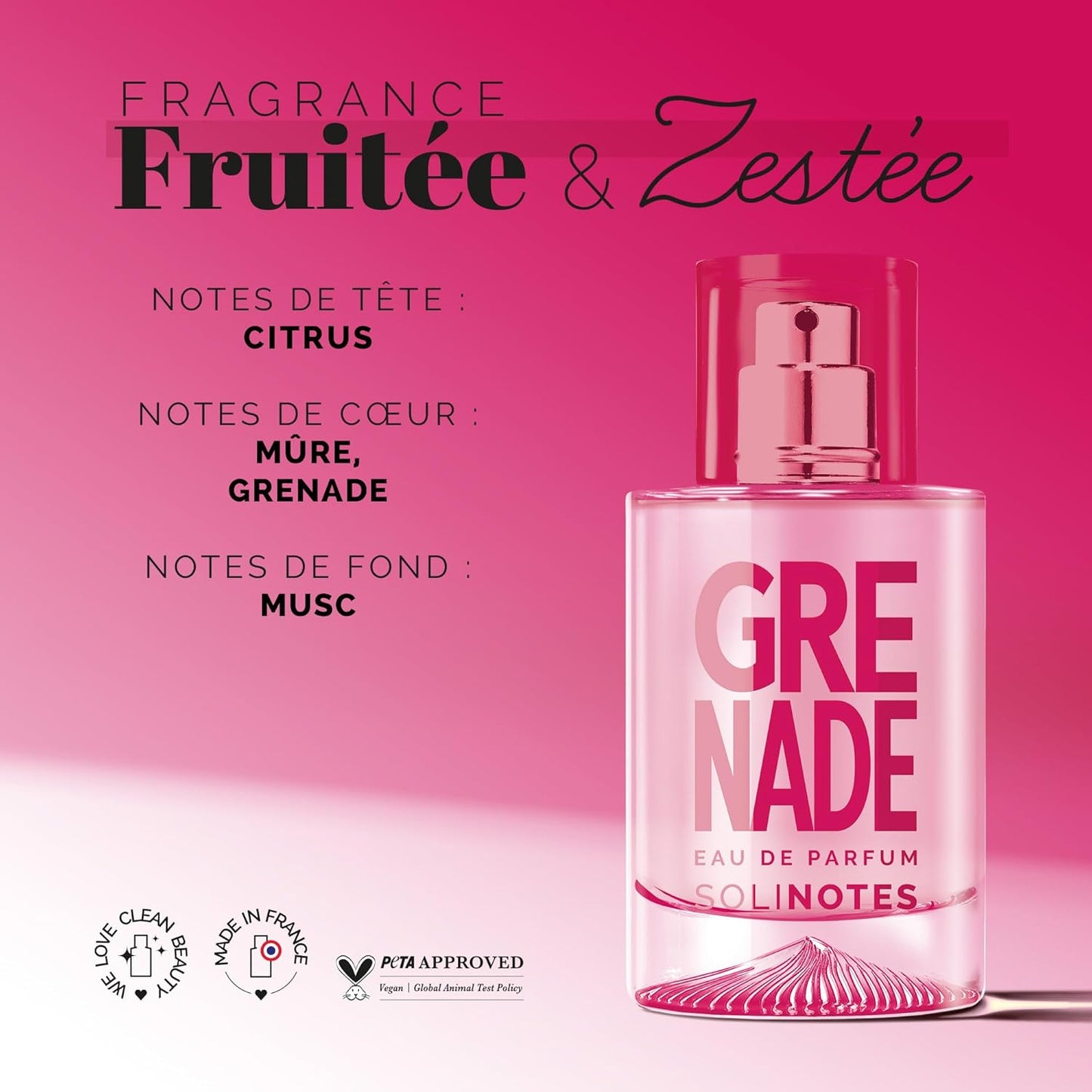 Solinotes Pomegranate Perfume for Women & Men, 1.7 Fl Oz/ 50 ML Eau De Parfum, Delicate Floral and Soothing Scent with Premium Ingredients - Clean Perfume, Cruelty Free, Vegan, Made in France