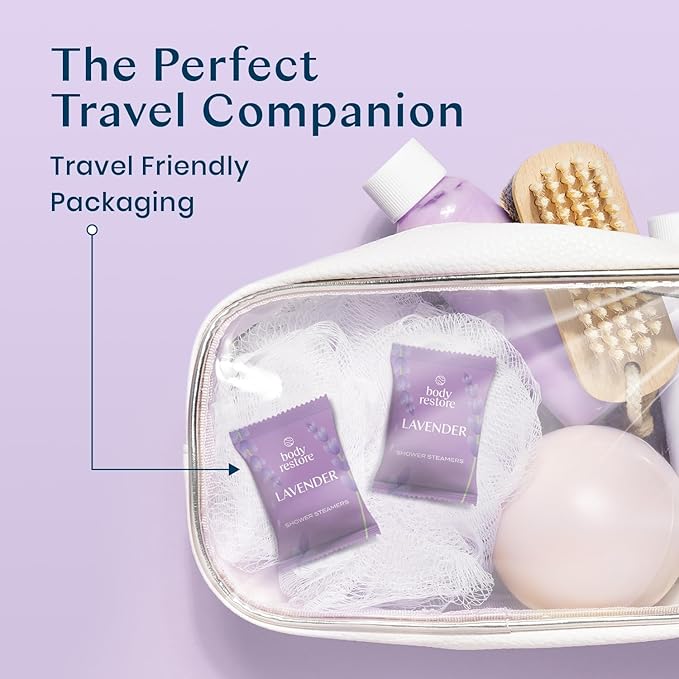 Body Restore Shower Steamers Aromatherapy 15 Pack - Mothers Day Gifts for Mom, Grandma, Birthday Gift for Dad, Daughter, Best Friend, Travel Essentials, Stress Relief, Self Care, Bath Bombs - Lavender