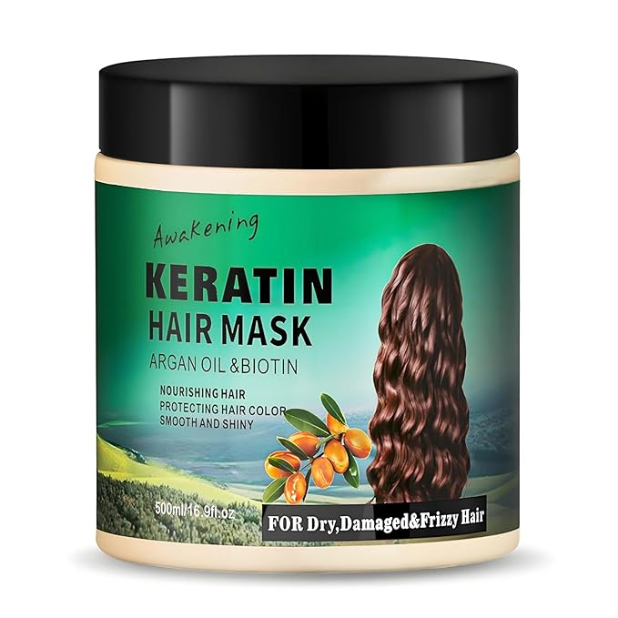 7 Day Repair Keratin Hair Mask & Treatment with Argan Oil - Hydrating, Deep Repair for Dry, Frizzy, Damaged Hair - 16.9 fl oz