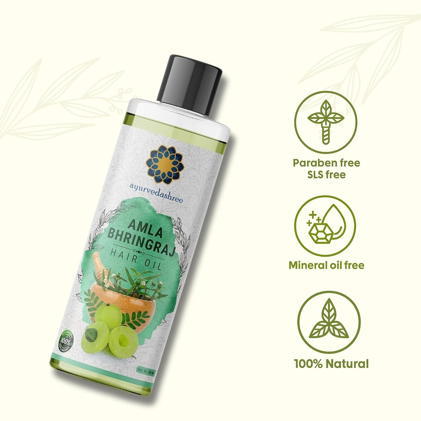 Hair Oil, 200 ml with Amla , Bhringraj , Brahmi , Methi , Shikakai , Neem , Henna , Pine , Clove , Eucalyptus & Citronella Oil