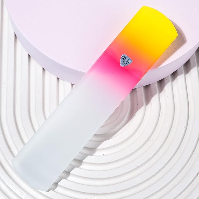 Bona Fide Beauty Czech Glass Foot File with Sleeve. Foot Callus Remover Made in The EU (Sunset Color)
