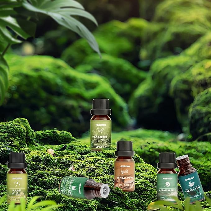 Nature Essential Oils Set, ARVIDSSON Natural Fragrance Oils for Candle Making, Fresh Cut Grass, Ocean Breeze, Rain, Pine, Sandalwood, Oakmoss, Diffuser Scented Oils