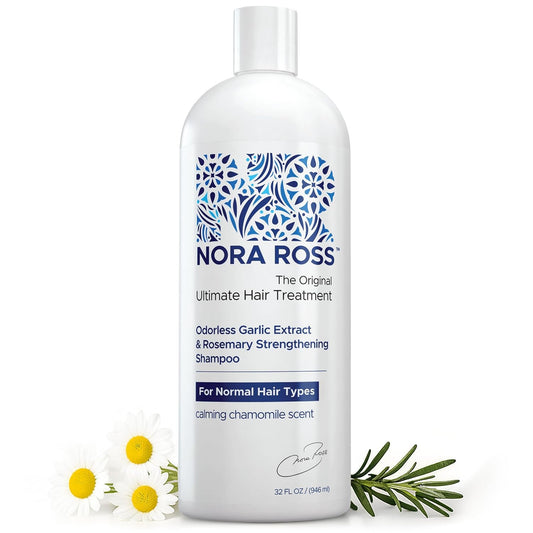 Nora Ross Garlic Extract Hair Strengthening Shampoo – Thickening Shampoo for Women and Men with Normal to Dry, Thinning Hair – All Natural Anti-Dandruff and Scalp Cleanser with Rosemary – 32oz