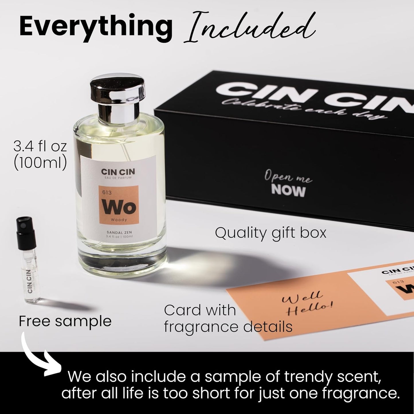 Cin Cin Sandal Zen - Woody 613 EDP 100ml Inspired by S@ntal 3.3 - Clean Classic Perfume and Woody Perfume for Women and Men - Paraben Free, Long-Lasting and Concentrated Eau de Parfum