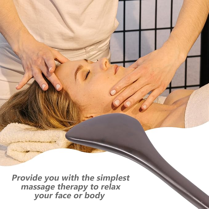 Amsofun Facial Scraping Tool Bian Stone Gua Sha Wand Muscle Scraper Tool Scar Tissue Tool Skin Scraping Tool