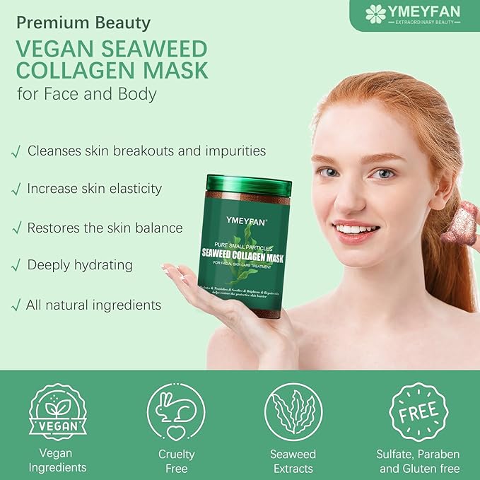 Upgrade Rose Jelly Mask Powder for Facials Professional with Narutal Seaweed Algae Seed Face Mask, Beauty Salon Home Spa