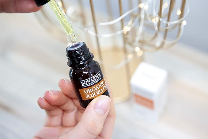 BONAJOUR] vegan 100% Organic Eco-cert Jojoba Facial Oil for Dry Skin - High Moisturizing Carrier Oil 0.4 fl. oz