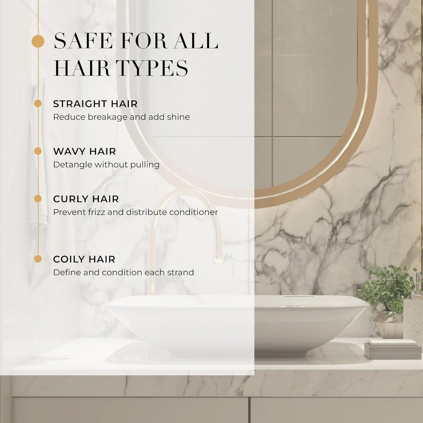 Goldie Locks Signature Wide Tooth Comb – Extension & Curl Friendly Detangling Comb for Wet or Dry Hair – Gentle on Delicate Strands, Curls & Hair Extensions