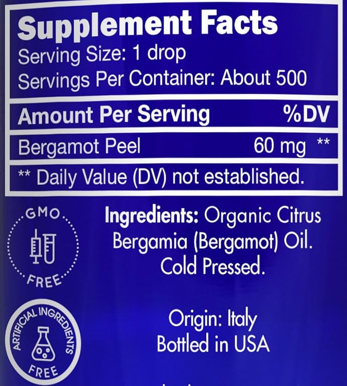 Organic, Bergamot Essential Oil, Food Grade, for Tea – 100% Pure, Bergamot Oil, by Zongle Therapeutics, 1 OZ