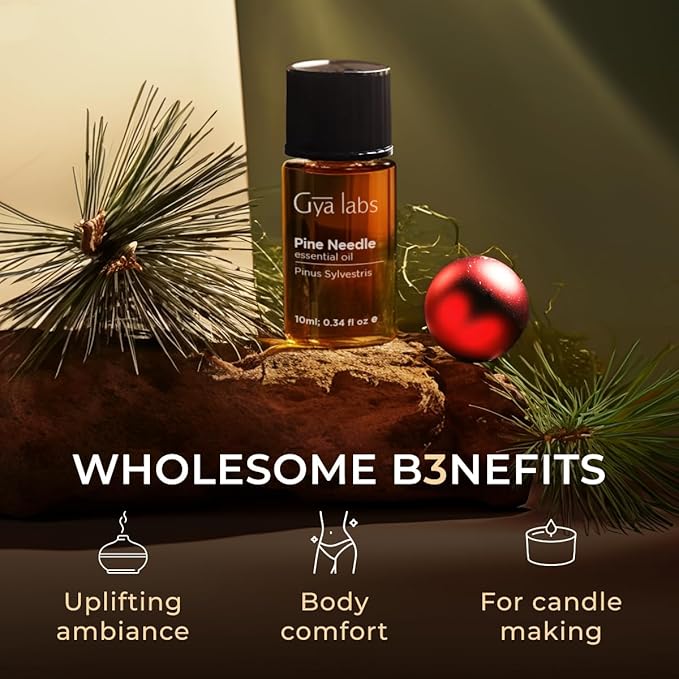 Gya Labs Pine Essential Oils for Diffuser - 0.34 Fl Oz - 100% Pure Natural Fall Pine Oil for Skin, Body Massages, Candle Making DIY - Fresh Woodsy Scent