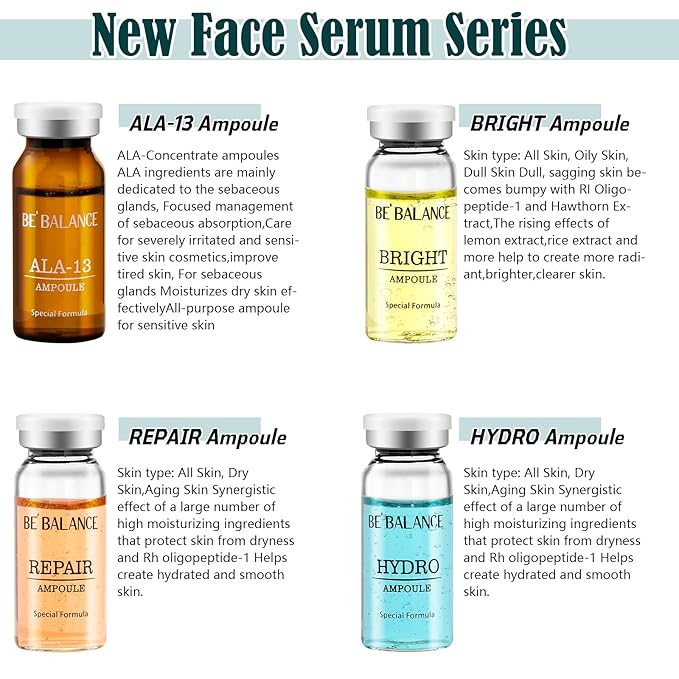 Hydro Ampoule-Korean Skin Care Serum for Microneedling Serum Ampoules for Face Starter Kit,dry effectivelyAll-purpose ampoule for Sensitive skin