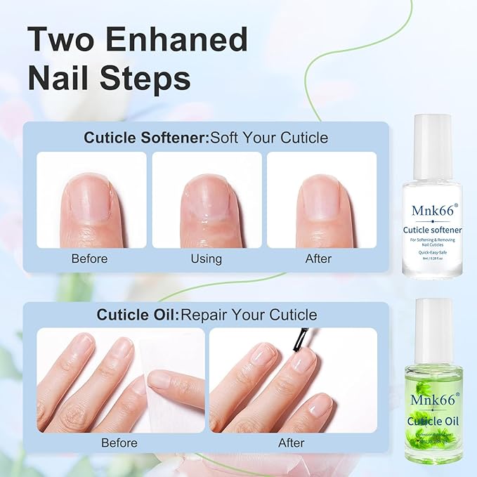 Cuticle Oil Cuticle Remover Set, Moisturizing Repairing Nail Oil, Plant-Based Formula for Damaged Nails Dry Cuticles, Strengthening Hydrating, Rose, Jasmine, Lavender, Nail Care, 4pcs/7ml,YNC-001