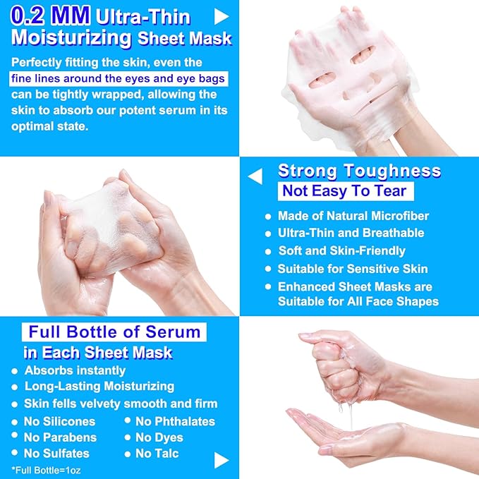 Collagen Face Mask Skincare For Women Hyaluronic Acid Moisturizing Firming Calming Hydrating Pore Treatment of Different Ages and Skin Types Urban Beauty Secret 5 PCS