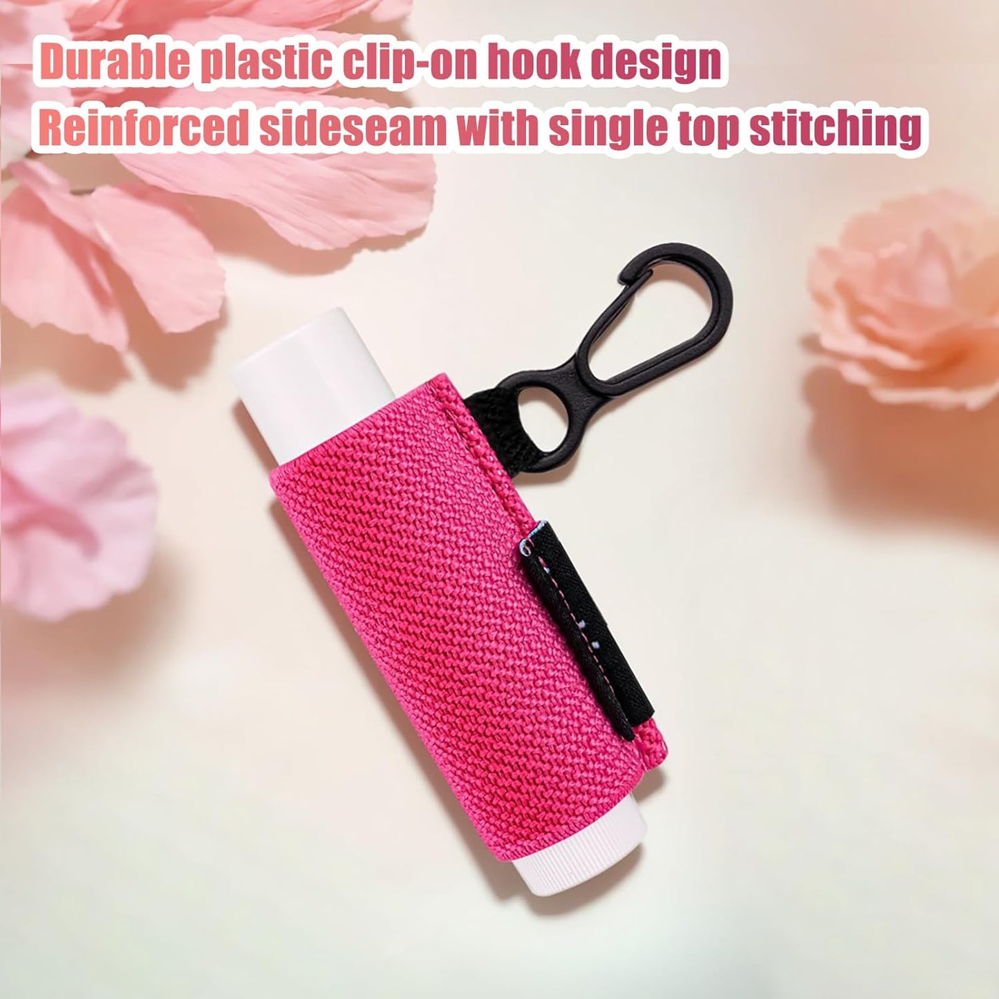 3PCS Lip Balm Holder Key chain Lip Gloss Holder Lipstick Holder Lip Balm Pouch Keychain Compatible with ChapStick Keychain, Burt's Bees- Christmas Stocking Stuffers