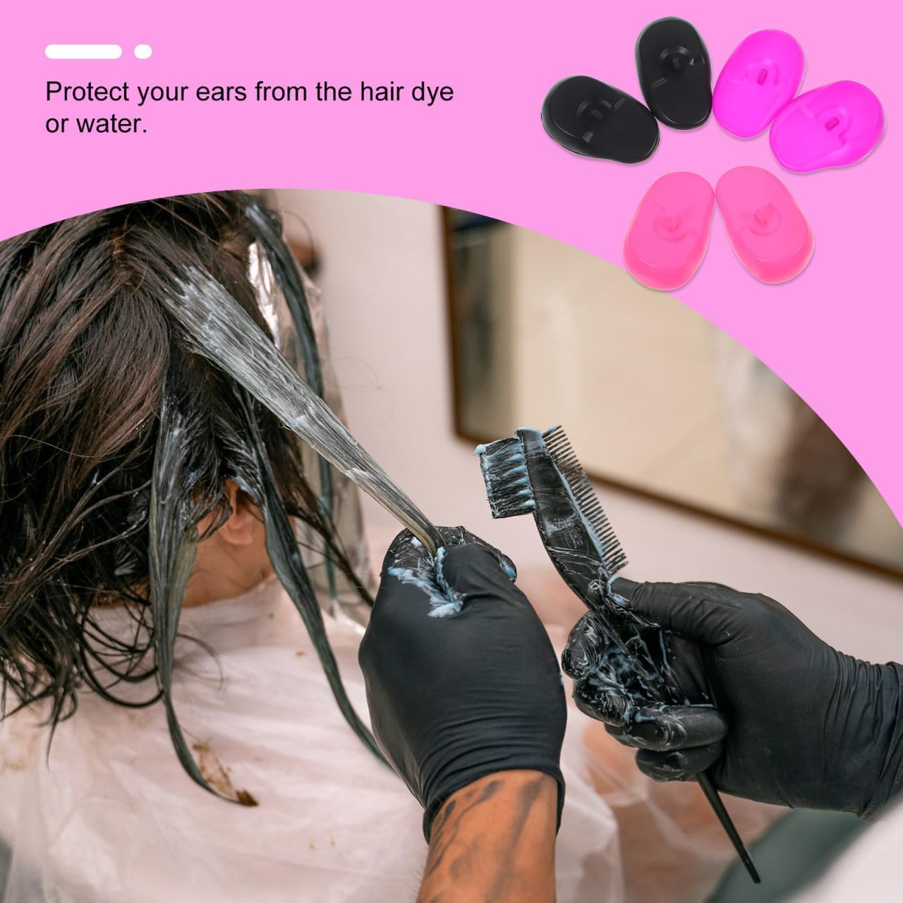 HEALLILY Silicone Ear Covers for Hair Dyeing 3 Pairs Waterproof Anti-Dyed Ear Sleeves Reusable Protection for Hair Dryer and Flat Iron Heat