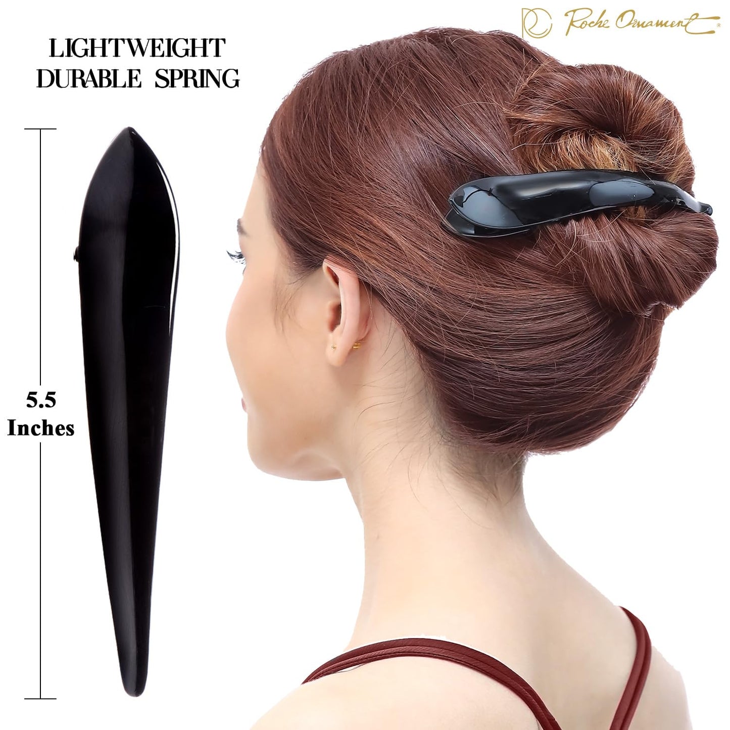 RC ROCHE 6 Pcs Duck Bill Alligator Hair Clips for Women Sectioning Flat Claw Long Thick Hair Inner Teeth Curved Styling Jaw Strong Secure Grip Salon, Large Black