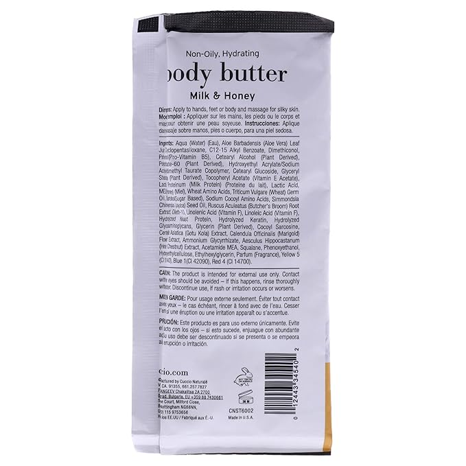 C U C C I O Luxury Spa Non-Oily Hydrating Butter - Milk and Honey by Cuccio Naturale for Unisex - 0.7 oz Body Butter