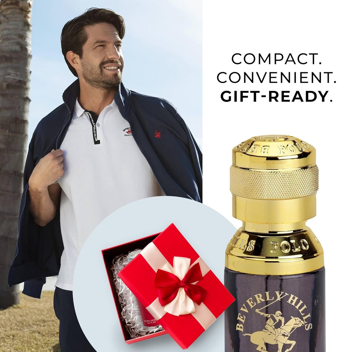 Beverly Hills Polo Club BHPC Men's Classic Eau De Toilette Fragrance Set - 1.7oz EDT + Portable Pocket Spray - Long Lasting Everyday Scent for Him