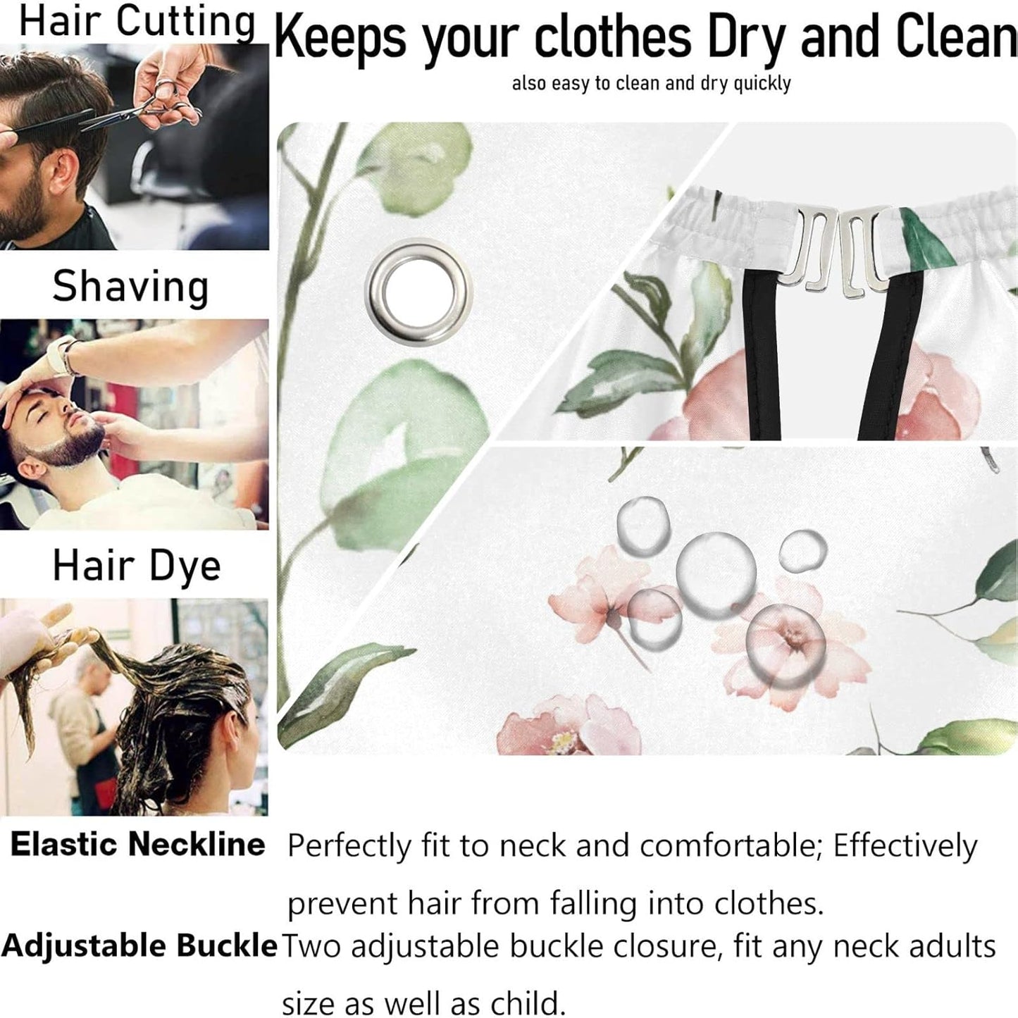 visesunny Barber Cape Watercolor Wildflower Herb Polyester Hair Cutting Salon Cape Apron Anti-Static Haircut Water-Resistant Shaving Cloth Beard Shaving Bib Hairdressing Cape