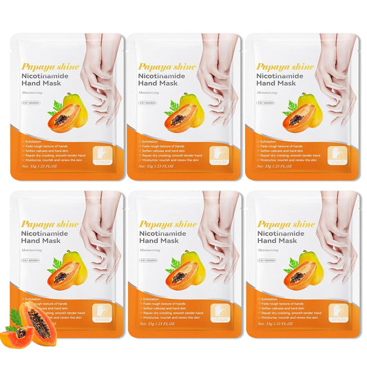 Hydrating Hand Masks, 6PCS Hand Mask Moisturizing Gloves for Men Women, Smooth Long Lasting Soft Exfoliating Hand Peeling Spa Mask Moisturizer Beauty Gift Set for Dry Cracked Rough Dull Hands（M)