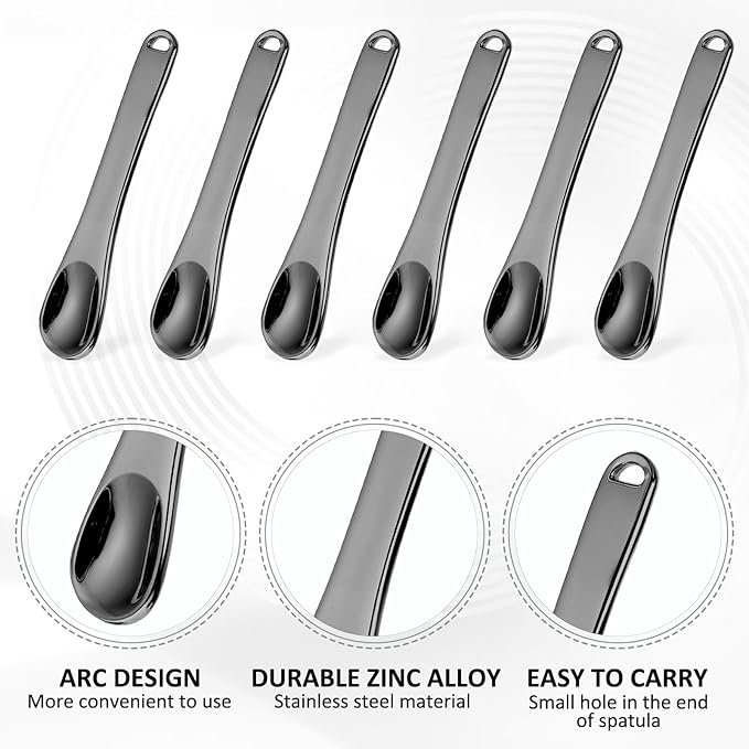 6PCS Mini Metal Makeup Spatula Cosmetic Spoon Tool Reusable Cosmetic Cream Spatulas Skincare Scoop Applicator Facial Massage Beauty Tools for Mixing and Sampling Face Eye Cream Lotions Moisturizers