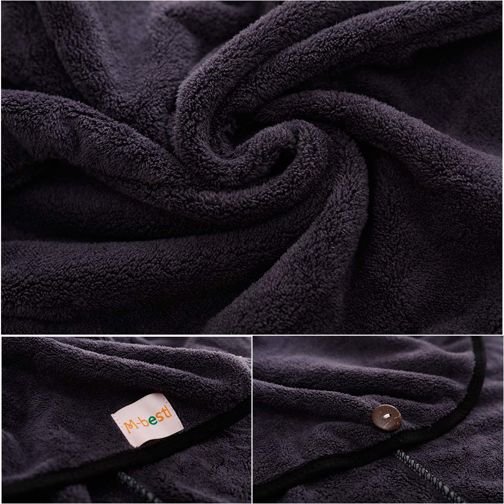 2 Pack Hair Drying Towels, Anti-frizz Hair Towel Wrap, Absorbent Microfiber Hair Towel Turban with Button Design for Straight Curly Hair (Dark Gray&Light Gray)