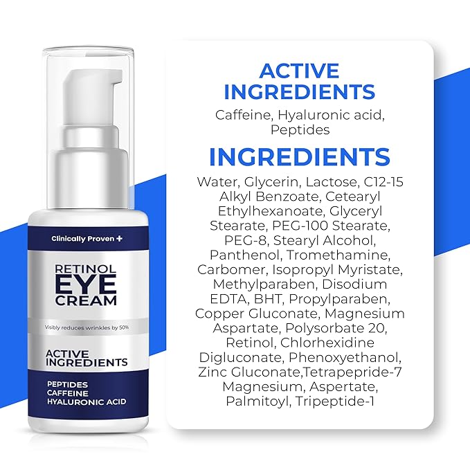 Under Eye Cream for Puffiness & Dark Circles + Argireline & Matrixyl 3000 Serum Bundle - Anti-Aging Eye Cream and Collagen-Boosting Face Serum for Fine Lines, Wrinkles, and Hydrated Skin