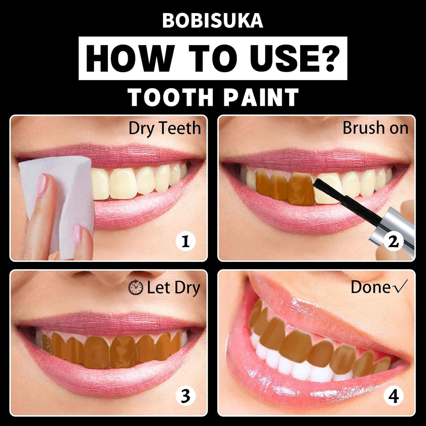 BOBISUKA Yellow Tooth Paint, Professional Yellow Teeth Makeup Solution - Safe, Quick Dry & Realistic, Perfect for Cosplay, Halloween Makeup, Theater, and Special Effects (5 ml)