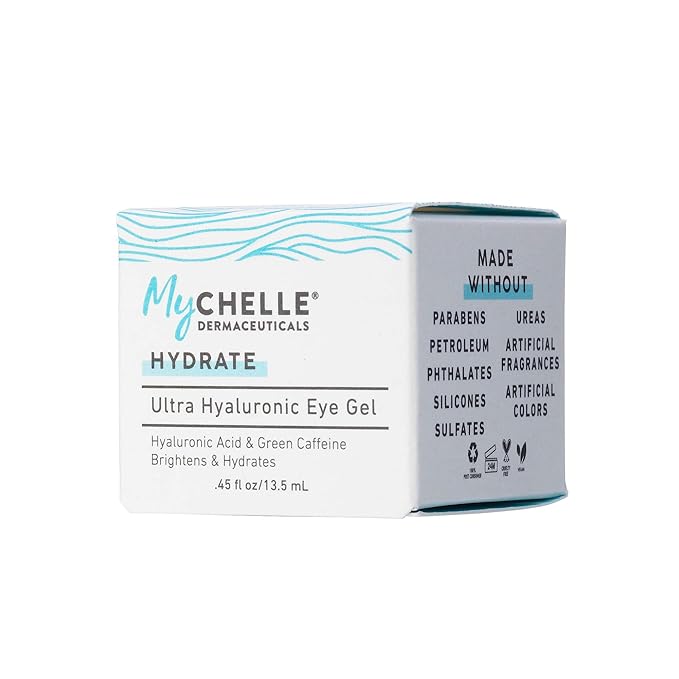 MyChelle Dermaceuticals Ultra Hyaluronic Eye Gel (0.45 Fl Oz) - Rich Hydration for Dry Skin with Vegan Hyaluronic Acid, Help Plump Skin and Help Reduce Appearance of Fine Lines and Wrinkles