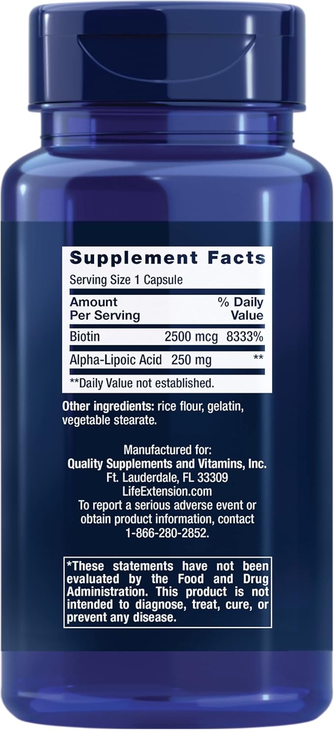 Life Extension Alpha-Lipoic Acid with Biotin, 60 capsules