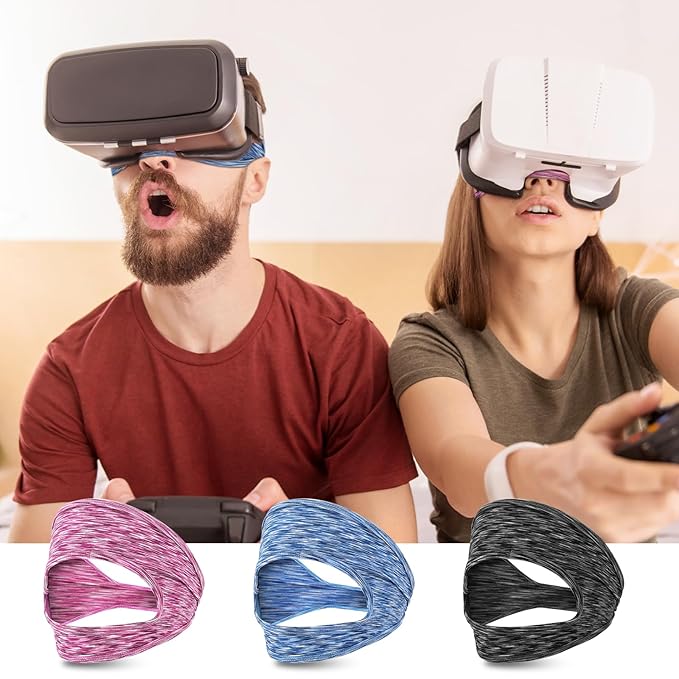 3 Pcs Adjustable VR Eye Mask Breathable VR Sweat Band Eye Face Cover Breathable Sweat Mask Comfortable VR Eye Mask Cover Face Dry Cool VR Sweat Band for Any Head Size Most VR Devices