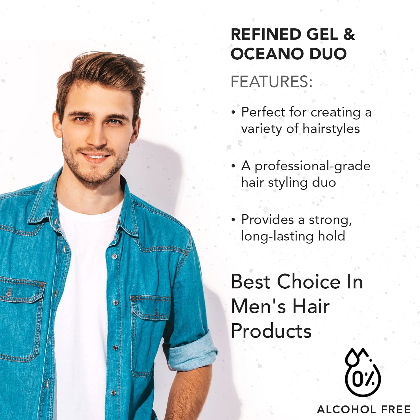 Gentlemen Republic 16oz Refined & Oceano Hair Gel for Men - Provides 24 Hour High Hold & Shine - Premium Mens Hair Styling Products