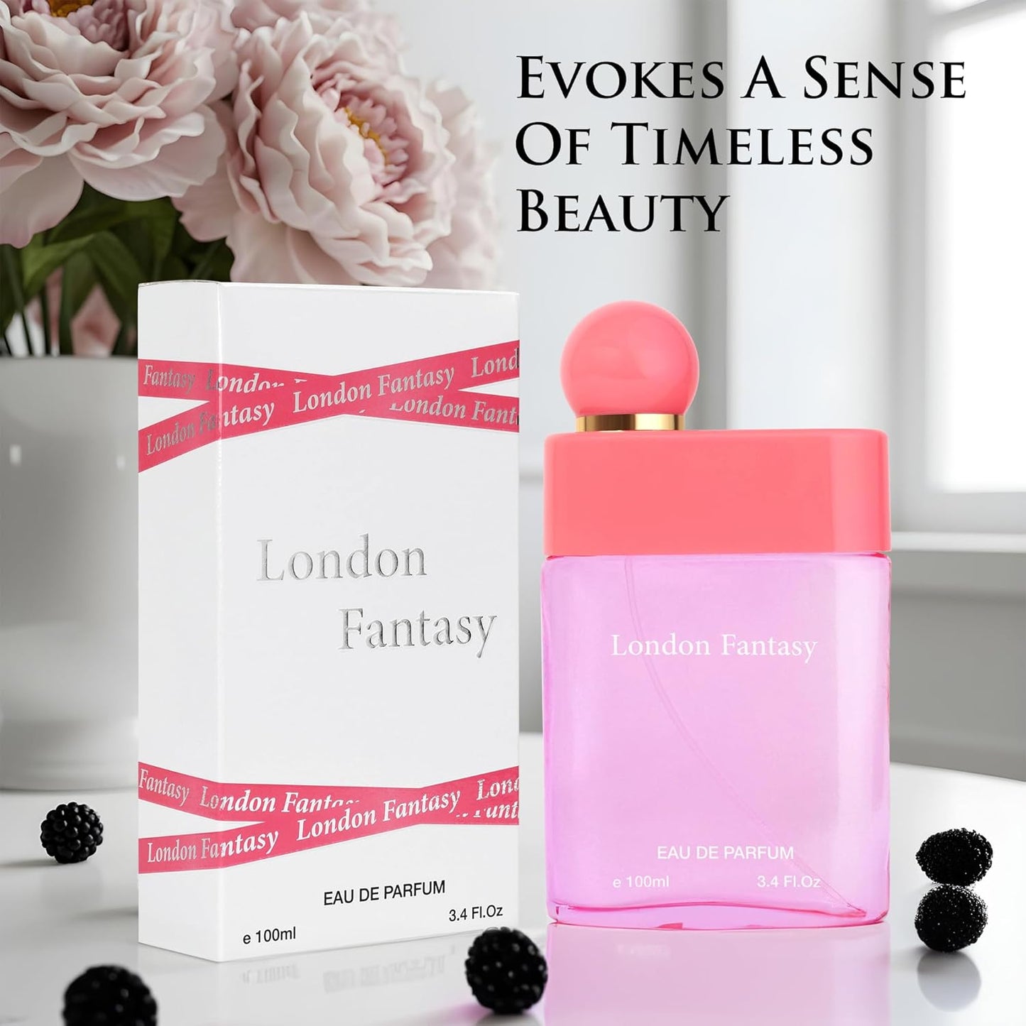London Fantasy - Flora Fruity Fragrance - Top Notes of Strawberry, Blackberry, Cherry, Tangy Raspberry, Currant - Base Scents of Oakmoss, Patchouli & Vanilla - Elegant 100ml Bottle, Parfume for Women