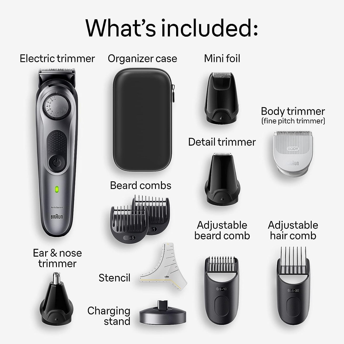 Braun All-in-One Men's Shaving Kit Series 7 7420, 11-in-1 Beard, Face, Nose, Ear Trimmer, Hair Clippers, Body Groomer and Manscaping