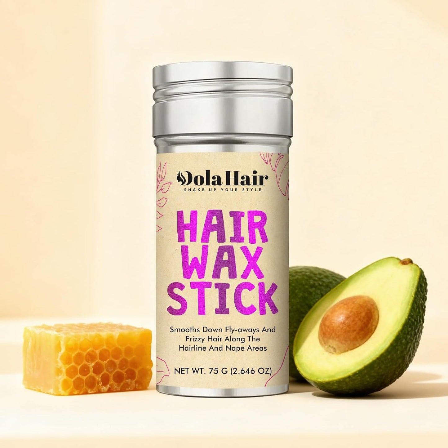 Dolahair Hair Wax Stick - Flyaway Control and Styling Pomade for Kids, Women, and Men - Accessorie Slick Back Hair Brush Kit Hair Bun Maker (2.7 Ounce)