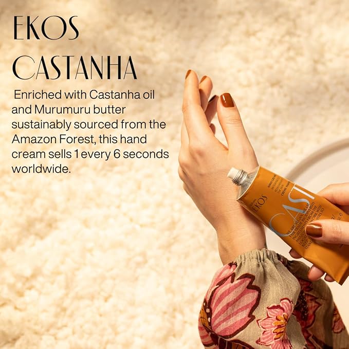 natura - Ekos Castanha (Brazil Nut) Hand Cream - Anti-Dryness Hand Balm - 24-Hour Deep Hydration Skin Moisturizer - Vegan Skin Care - Brazilian Beauty Secrets - Self Care & Body Care - 2.6oz (75g)