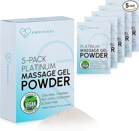Premium Massage Gel Powder (Pack of 5) | 5g Travel Sachet Makes 500ml/ 16.9 fl oz | Made in Japan | Paraben & Glycerine Free