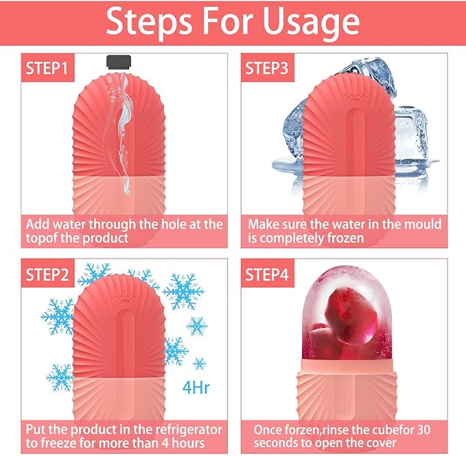 KOGITI Face Ice Roller & Mold - Beauty Facial Massage Tool for Puffiness Relief, Ice Cube Holder (Shell-Pink)