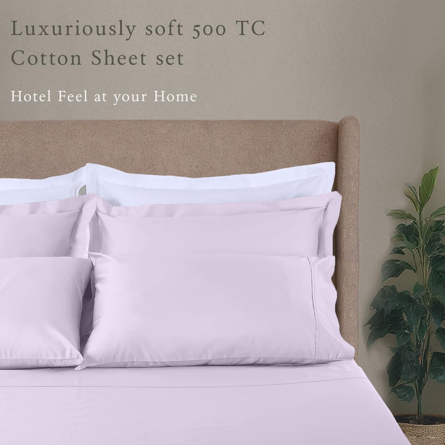 Threadmill Cotton Queen Sheet Set, 500 Thread Count Bed Sheets, 100% Cotton Sheets Set for Queen Size Bed, Smoother Than Egyptian Cotton Claims, 4 Pc Set with Deep Pockets, Lilac