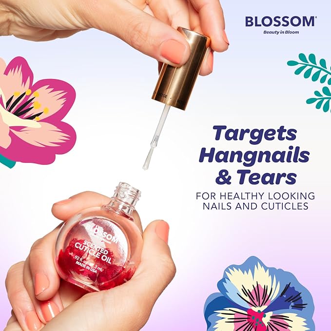 Blossom Cuticle Oil for Nails, Hydrating, Moisturizing, Scented Nail Oil Cuticle Care, Infused with Real Flowers, Made in USA, 0.5 fl. oz, Grape