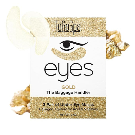 ToGoSpa Golden EYES, Dark Circle Warrior | Premium Clean Anti-Aging Gel Pads with Collagen, Hyaluronic Acid, Aloe Vera, Vitamins C & E, 1 Pack - 3 Pair